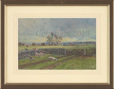 Hunting Original Painting 'The Wall at Friar Ings, The Bedale Hunt' by Robin Furness