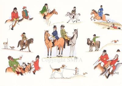 Hunting Pack of 10 Christmas Cards 'Hunting Types' by Christopher Hope C611X