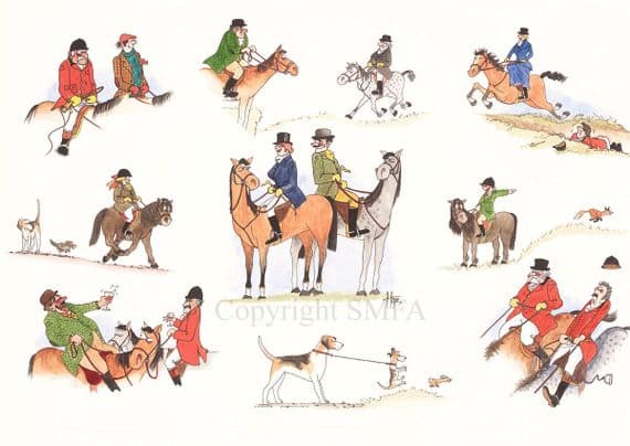 Hunting Pack of 10 Christmas Cards 'Hunting Types' by Christopher Hope C611X