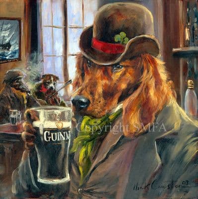 Irish Setter Humorous Limited Edition Canvas Print  'The Irishman' by Mick Cawston