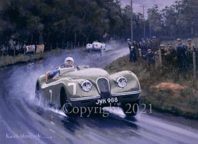 Jaguar Limited Edition Print 'Victory at Dunrod' by Keith Woodcock
