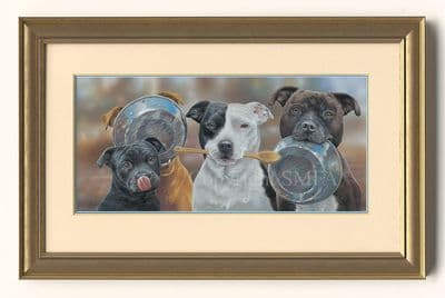 Kitchen Staff' Original Staffordshire Bull Terrier Painting