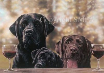 Labrador Christmas Cards 'Wine Buffs' by Paul Doyle C350X
