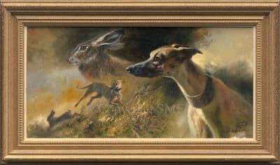 Lot 15 'Whippet Composite' Original Oil Painting by Mick Cawston