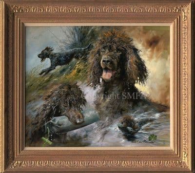 Lot 24. 'Irish Water Spaniel' Original painting by Mick Cawston