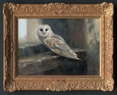 Lot 3.  Original barn owl Painting by Mick Cawston