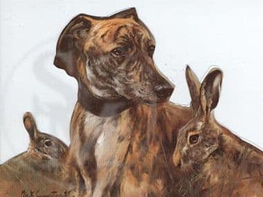 Lurcher Blank Cut Out Card 'Dignity' by Mick Cawston AM04