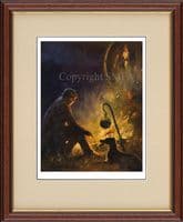 Lurcher Campfire Open Edition Print 'Campfire Companions' by Mick Cawston