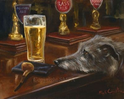 Lurcher Open Edition Print 'Poachers Ale' by Mick Cawston