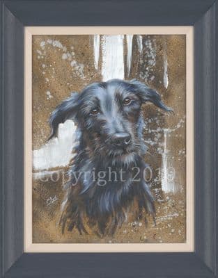 Lurcher Original Oil Painting 'Drying' by Paul Doyle