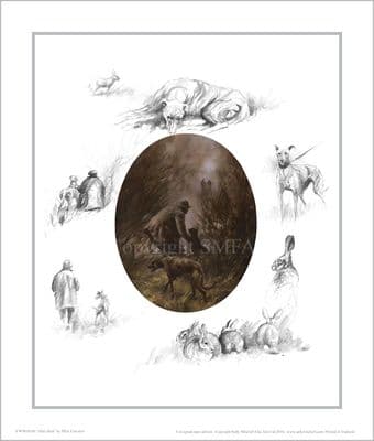 Lurcher Poaching Open Edition Print 'After Dark' by Mick Cawston