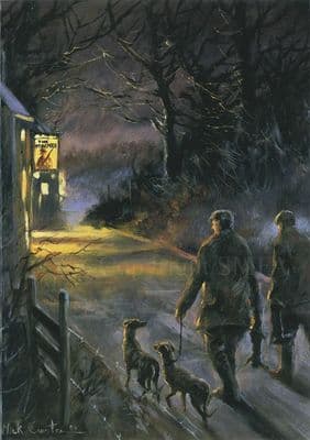 Lurcher Pub Greetings card 'Desperate Remedies' by Mick Cawston