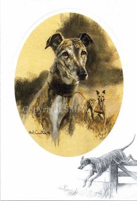 Lurchers Blank Greetings Card by Mick Cawston CE6