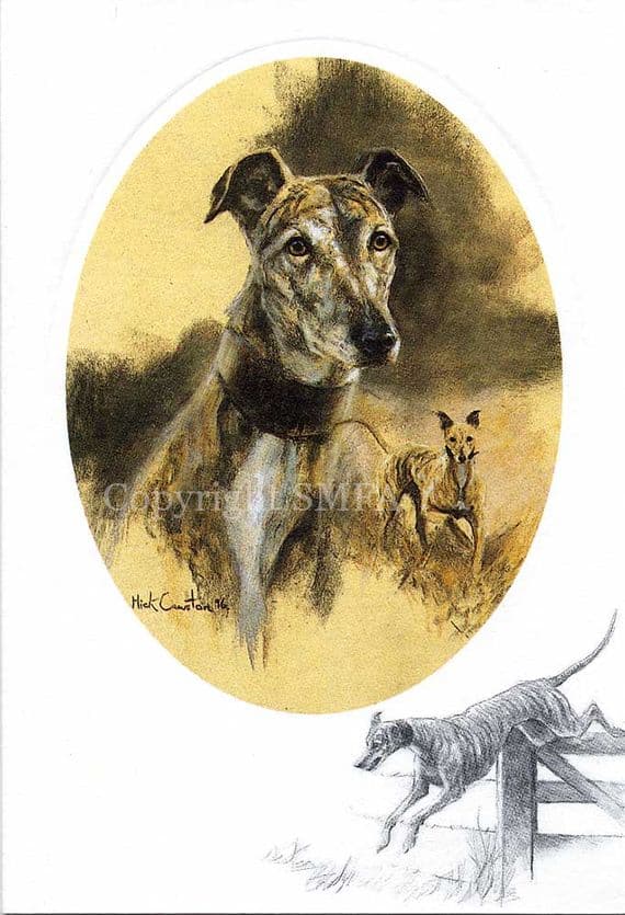 Lurchers Blank Greetings Card by Mick Cawston CE6
