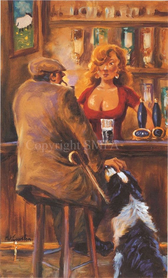 Mick Cawston Print 'Bosom Buddies' Humorous Border Collie Picture