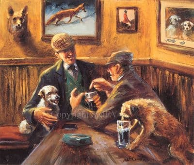 Mick Cawston Print 'The Dog Training Expert' Humorous Border Terrier and Jack Russel Picture