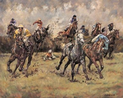 Mud Sweat and Tears' Horse Racing Print by Margaret Barret