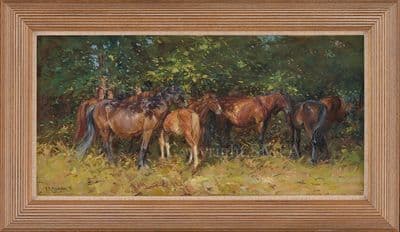 New Forest Ponies Original Oil Painting by Barry Peckham