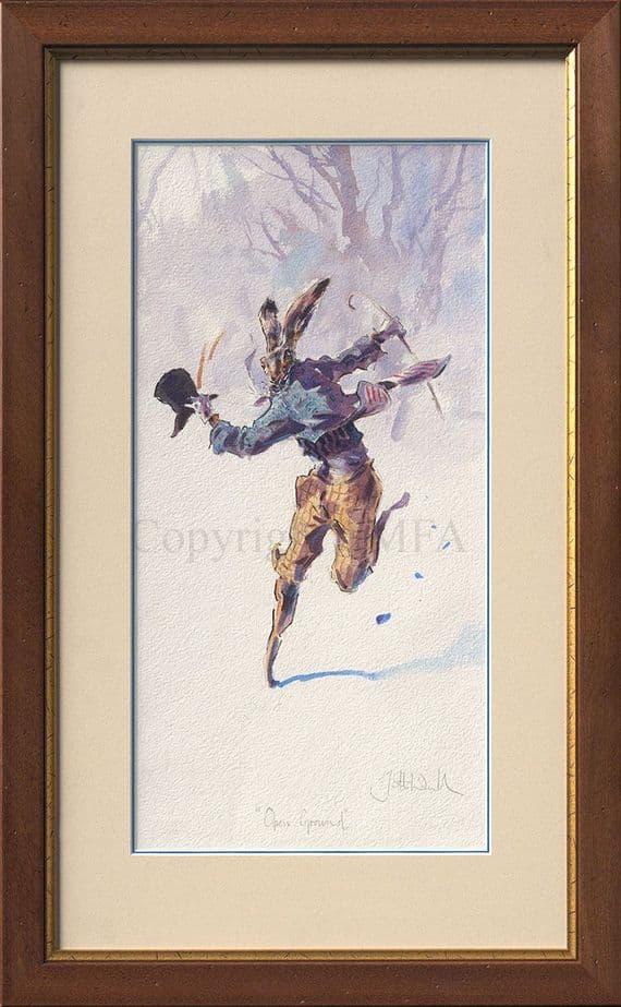 No. 41 'Open Ground' Original Humorous Hare Watercolour by Jonathan Walker