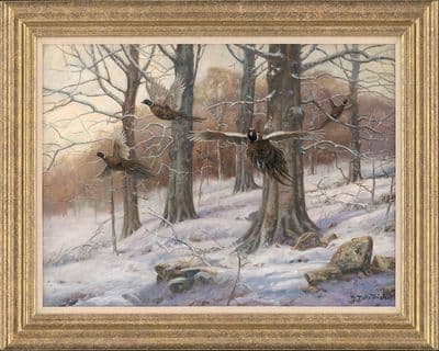 No. 47 'A Burst Of Winter' Original Pheasant Painting by John Trickett