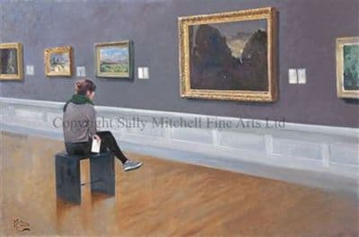 Original Oil on Canvas 'The Girl in the Gallery' by Malcolm Coward