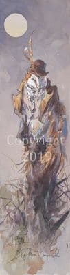 Owl Original Watercolour ' Moons Companion' by Jonathan Walker