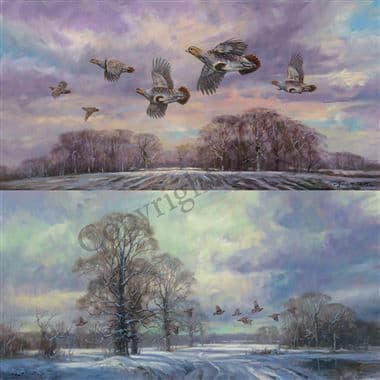 Partridge Pair Limited Edition Canvas Prints  'Near Covey & Far Covey' by John Trickett