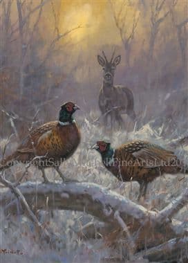 Pheasant and Deer in Snow Christmas Cards  'Forest Friends' by John Trickett C508X