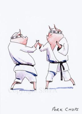 Pig Funny Card 'Pork Chops' by Malcolm Coward M026