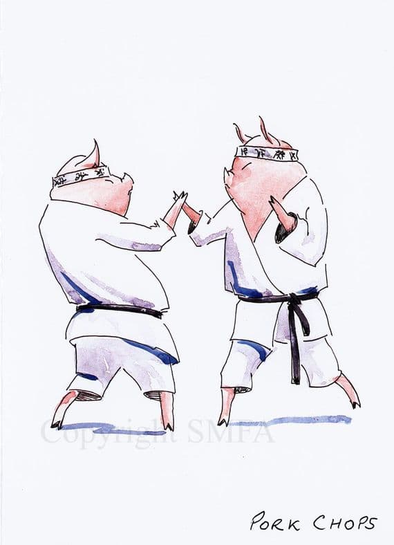 Pig Funny Card 'Pork Chops' by Malcolm Coward M026