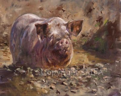 Pig Limited Edition Print 'Happy as' by Jonathan Walker