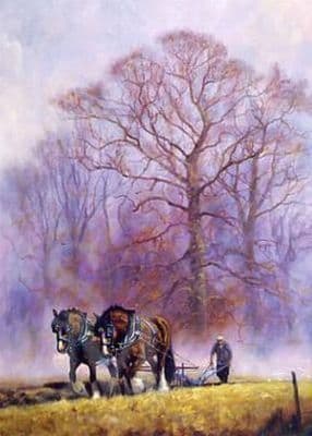 Ploughing Greeting Card  'Autumn Furrows' by John Trickett C117