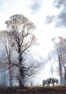 Ploughing Greetings Card 'Autumn Toil' by John Trickett C95