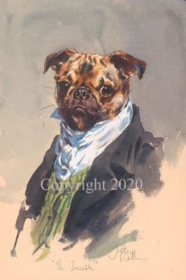 Pug Humorous Original  Painting 'Irascible' by Jonathan Walker