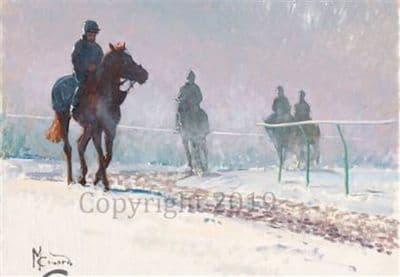 Racehorses in the Snow Christmas Cards 'Winter Workforce!' by Malcolm Coward C589X