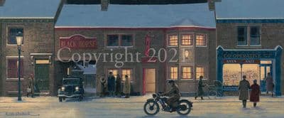 Scott Motorbike Limited Edition Print 'Scott Winter Scene 1948' by Keith Woodcock