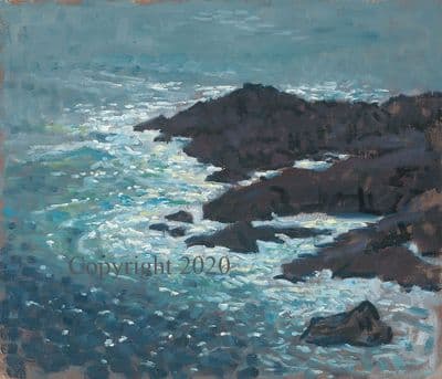 Seascape Original Painting 'Rocky Coast' by Malcolm Coward