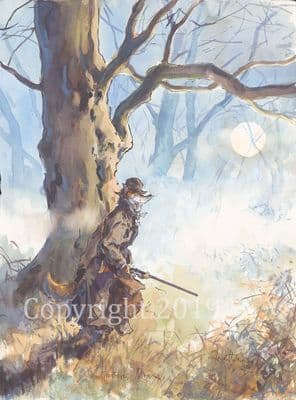 Shooting  Humorous Original Painting 'Hunters Moon'  by Jonathan Walker