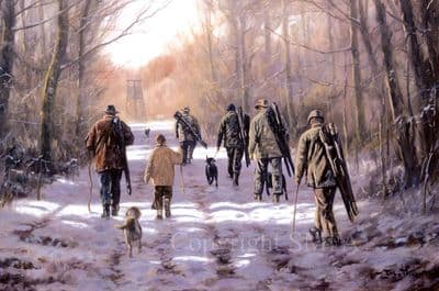 Shooting Pack of 10 Christmas Cards 'Winter Walker' by John Trickett  C250x
