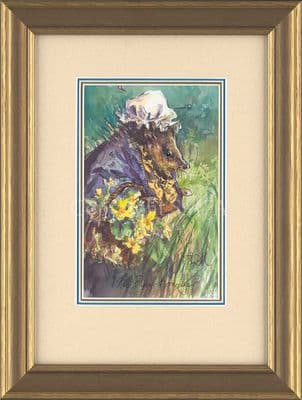 SOLD 55. 'The Flower Arranger' Original Humorous Hedgehog Painting by Jonathan Walker