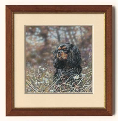 SOLD 'Black and Tan King Charles Spaniel' Original Painting by Paul Doyle