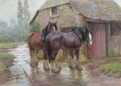 SOLD 'In All Weathers' Original heavy Horse Oil Painting by Rosemary Sarah Welch