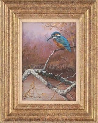 SOLD 'On Watch' Original Kingfisher Painting by John Trickett