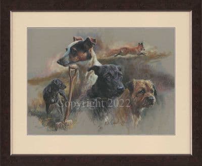 SOLD Terriers Original Pastel Painting by Mick Cawston