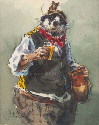 SOLD 'The Remedy' Original Humorous Badger Watercolour by Jonathan Walker