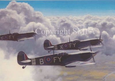 Spitfire Aviation Blank Greetings Card 'Endless Sky' by Keith Woodcock C323