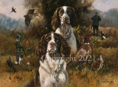 Springer Spaniel Limited Edition Print 'A Sportsmans Bag' by John Trickett