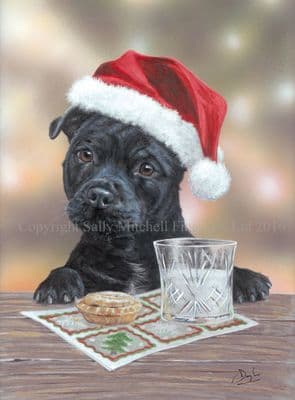 Staffie Dog Pack of 10 Christmas Cards by Paul Doyle C421X