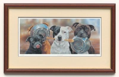 Staffordshire Bull Terrier Limited Edition Print Kitchen Staff by Paul Doyle