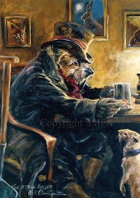 The Artful Digger' Humorous Border Terrier Christmas Cards by Mick Cawston